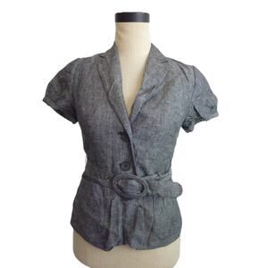 Banana Republic Blue Chambray Short Sleeve Blazer Jacket Petite 4P